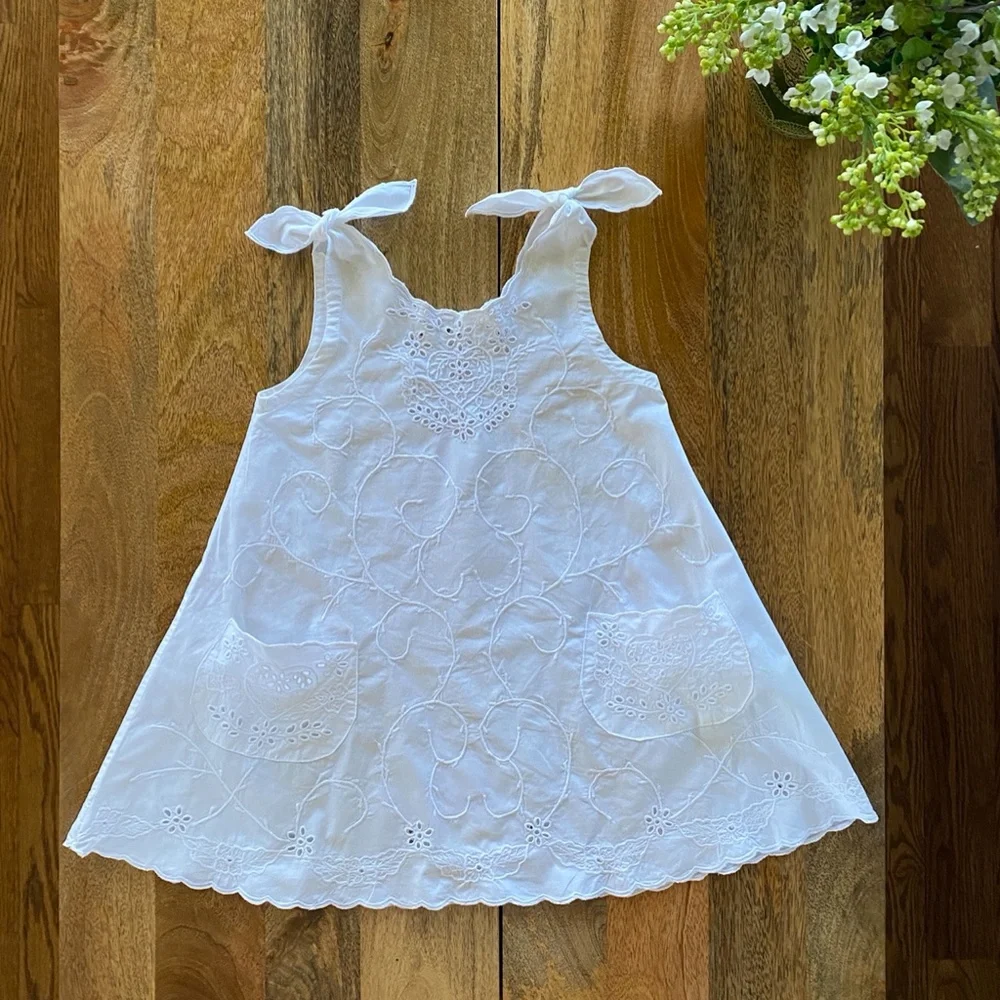 Toddler Girl Cotton Lace White Summer Shift Dress